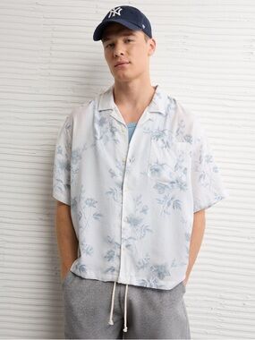 Casual White Floral Short-Sleeve Shirt